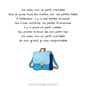 J’ai avec moi un petit cartable
